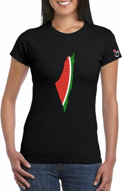 Palestina.Sandía. Remera entallada de algodón peinado premium.