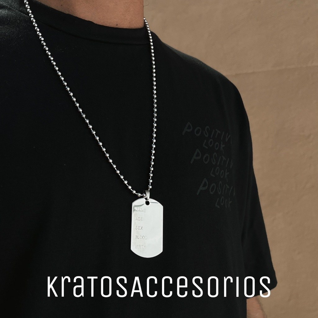 Collar Chapa Militar Bolitas - Kratos Accesorios