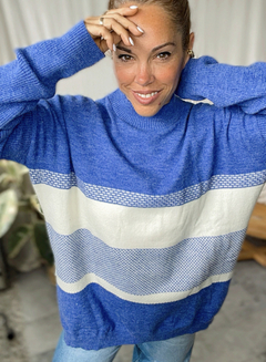 Sweater cuello alto rayado - tienda online