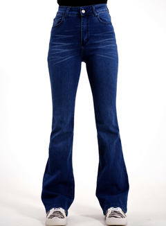 Jean Oxford azul tiro alto elastizado