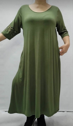 Vestido de modal viscosa estampado en la manga - tienda online