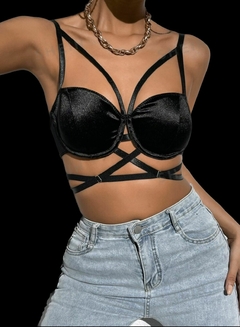 CROPPED TULE ACETINADO COM ABERTURA