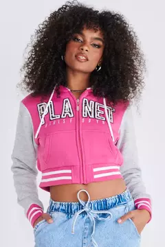 MOLETOM CROPPED FEMININO DUPLA FACE PLANET GIRLS ROSA MÉDIO - comprar online