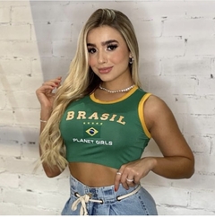 BLUSA CROPPED BRASIL VERDE MÉDIO PLANET GIRLS