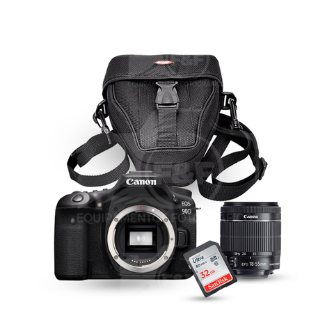 Câmera Canon Eos 90d Com Lente Ef-s 18-55mm Is Stm + Cartão Sandisk Ultra 32gb + Case F&F