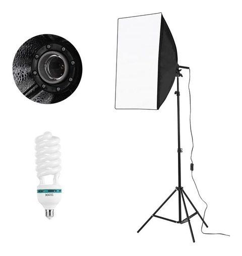 Kit Estúdio Tripé Iluminação + Softbox 50x70 + Lâmpada 150w