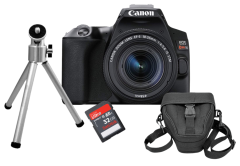 Câmera Canon Eos Rebel Sl3 Com Lente 18-55mm + Sd 32gb + Case + Tripé