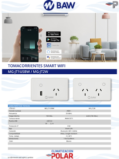 Toma Corriente Doble Smart p/embutir BAW mod MG-JT2W - comprar online