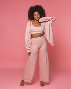 CARDIGAN DE FLEECE ROSA na internet