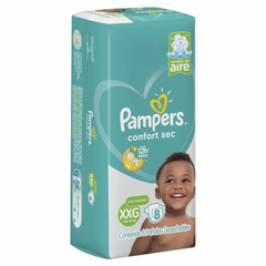 PAMPERS CONFORT SEC pañal XXG x8