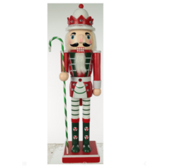 DECORACAO NATAL QUEBRA NOZES MADEIRA 38cm(VERDE VERMELHO) - PRÉ VENDA