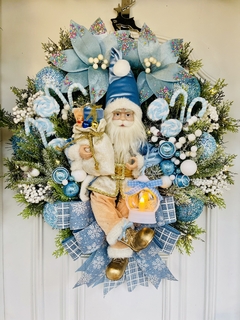 Guirlanda De Natal Noel Grande C/ Led 65cm azul na internet