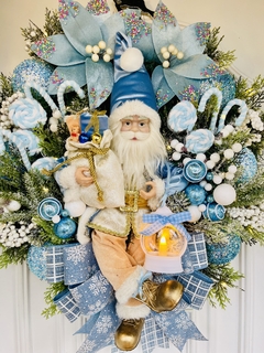 Guirlanda De Natal Noel Grande C/ Led 65cm azul - Decora Encanta 