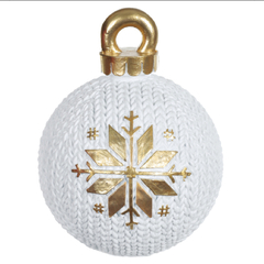Bola de Natal Branca com Floco Dourado - PRÉ-VENDA