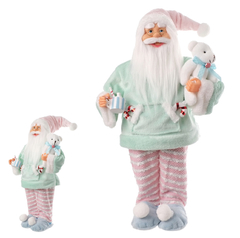 Papai Noel em Pé de Pijama Azul 45cm - PRÉ-VENDA