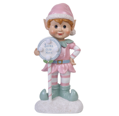 Elfo com Led Candy Rosa Noel Pare Aqui 30,8cm- PRÉ-VENDA