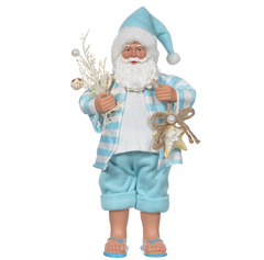 Papai Noel Na Praia (Azul) Colecionável 27,5cm - Pré Venda