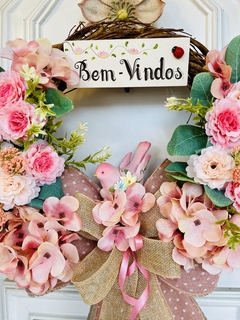 Guirlanda Bem-Vindos Flores Do Campo 39cm c/ passarinho - comprar online