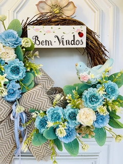 Guirlanda Bem-Vindos Flores Do Campo 39cm c/ passarinho