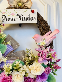 Guirlanda Bem-Vindos Flores Do Campo 39cm c/ passarinho - loja online