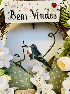 Guirlanda Bem-Vindos Flores do campo 39cm c/ passarinho na internet
