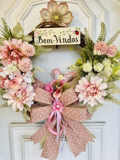 Guirlanda Bem-Vindos Flores Do Campo 39cm C/ Passarinho - comprar online