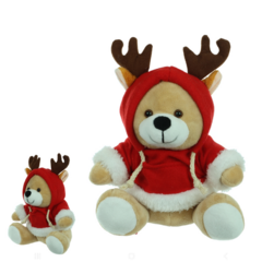 BONECO URSO NATAL SENTADO (VERMELHOBRANCO) 23cm - PRÉ VENDA