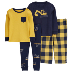 Pijama 4 peças Algodão e Fleece Trator Carters