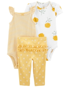 TRIO BUM BUM AMARELO FLORES CARTER'S MENINA