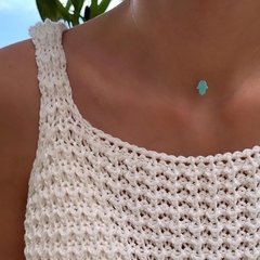 Choker Nylon Hamsa Opala - Banhada à Prata / Banhada à Ouro