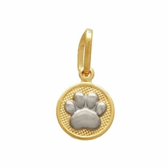 Pingente Medalha Patinha Pet 8.5mm - Banhado à Ouro / Prata 925