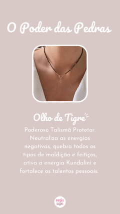 Gargantilha Pedras Naturais Olho de Tigre c/ Inicial (TEMOS TODAS AS LETRAS DO ALFABETO) - comprar online