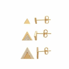 Kit Trio Brincos Triângulo - Banhado à Ouro ≋⎈