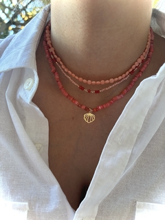 Choker Mix Pedras Naturais Coral - Banhada à Ouro / Banhada à Prata ⚓︎ - comprar online