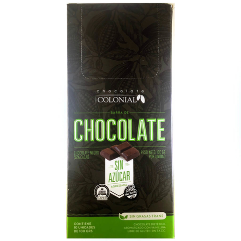 COLONIAL - CHOCOLATE NEGRO 55% SIN AZÚCAR - 100g