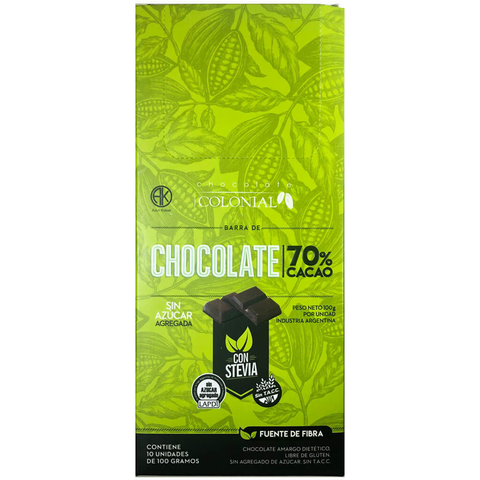 COLONIAL - CHOCOLATE 70% CON STEVIA - 100g