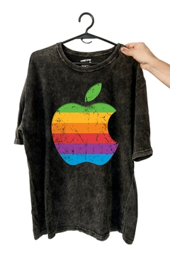 Remera Apple Logo Vintage (Nevada, Negra o Blanca)