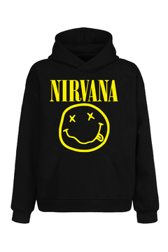 Buzo Hoodie Nirvana SMILEY FACE Negro