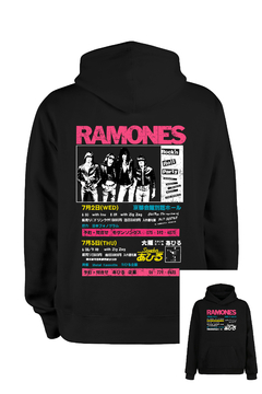 Buzo Hoodie Ramones Japan (estampa frente y espalda) (Negro)
