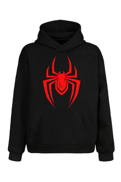 Buzo Hoodie Spiderman Logo Rojo (Negro)