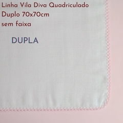 Fralda de Passeio 70x70 Quadriculado Sem Faixa Vila Diva (duplo) - Bordados Vila Diva