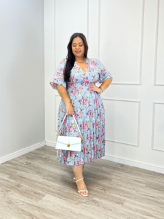 VESTIDO MAX MIDI PLISSADO PLUS FLORAL