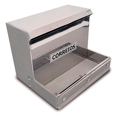 CAIXA DE CORREIO INOX PARA GRADE COM SUPORTE FRONTAL