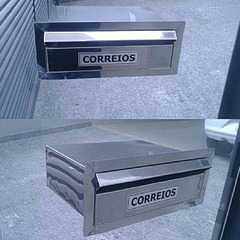 CAIXA DE CORREIO EM AÇO INOX COM ABA FIXA PARA VIDRO