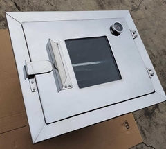 FORNO RETANGULAR 30X40X50CM EM AÇO INOX COM VISOR DE VIDRO E TERMÔMETRO PARA FOGÃO A LENHA