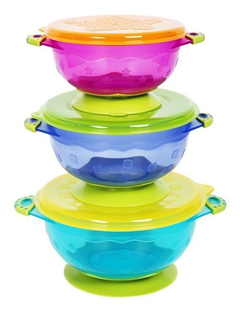 Set de 3 bowls para Bebe, con sopapa en la base, - comprar online