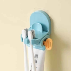 Soporte de pasta dental autoadhesivo con porta cepillos