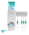 Porta 5 cepillos + dispenser de pasta dental autoadhesivo