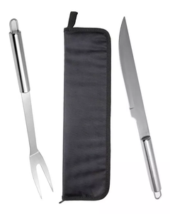 kit asador cuchillo + tenedor y estuche