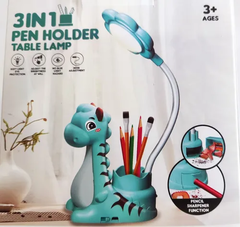 lampara de mesa dinosaurio con lapicero y sacapuntas - comprar online